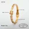 Pulseira de Aço Titânio Eco-Friendly de Luxo Leve, Banhada a Ouro 18K Real, Fecho de Ferradura, Design de Nariz de Porco, Cravejada com Diamantes, Abertura por Mola, Pulseira de Alta Qualidade