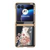 Para Motorola Razr50 Funda de Teléfono Razr60 Funda Protectora de Vidrio Electrochapado Creativo Sakura con Gato