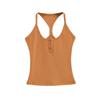 Modelo Sy9155-25: Camiseta sin mangas básica estilo americano con cobertura lateral en el busto, ajuste en la cintura, efecto adelgazante y frente abotonado