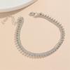 Nova tornozeleira de corrente de diamantes com garras simples prateada para mulheres europeias e americanas, comércio exterior AliExpress, joias de corrente de contas multicamadas personalizadas