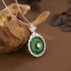 Collar de hebilla de la paz de calcedonia verde de plata esterlina 925 para mujer Joyería de diamantes con incrustaciones Hao Joyería de estilo chino Regalo fabricantes venta al por mayor