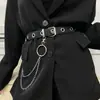 Estilo Punk Y2K Cinto Totalmente Perfurado Feminino Fashionável Versátil Tendência Corrente Decorativa Cinto Sem Furos Preto para Calça