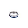 Venta Directa del Fabricante de Joyería de Acero de Titanio Moda Europea y Americana Anillo Personalizado de Acero Inoxidable Azul Incrustado con Diamantes Anillo de Pareja