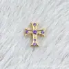 Liga de Titânio F136 Cor Dourada Cravejada com Diamantes Cruz Vintage Titânio G23 Rosca Interna Zircônia Piercing Labial Piercing de Língua Joia