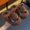 Pantuflas de algodón para niños de invierno con talón, cálidas y afelpadas, antideslizantes, de suela gruesa, a juego para padres e hijos, pantuflas peludas para el hogar para niños y niñas