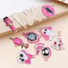Liga de Zinco Vermelho Rosa Pingente de Halloween Fantasma Caveira Batom Charme Brincos Chaveiro DIY Acessórios de Joias