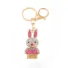 Chaveiro Animal do Zodíaco Coelho Pingente Pequeno Strass Metal Atrair Fortuna Cordão de Couro Yiwu Chaveiro de Pequenas Mercadorias