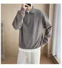 Suéter Casual para Hombre, Tendencia Otoñal Cuello Solapa Cremallera Rayas Tejido de Punto, Elegante Cuello Polo Manga Larga Color Sólido