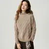 Suéter Dahua 100% Caxemira 2026 Outono/Inverno Novo Suéter Feminino de Gola Alta Meia-Boca Tricô de Cinco Agulhas Três Fios Espesso Quente Camada Base