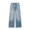 Venta al por mayor transfronteriza Primavera 2026 Moda europea y americana Versátil Casual Diseño desgastado Dobladillo enrollado Jeans para mujer E490469