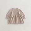 Falda de suéter estilo coreano para niñas, estilo INS, de algodón, estilo vintage, con mangas abullonadas y huecas, vestido de punto