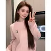 Nuevo Suéter de Punto Grueso Informal de Color Sólido con Bordado de Caballo, Nuevo Estilo Coreano, Cuello Redondo, para Mujer