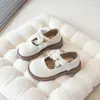 Zapatos Mary Jane de Cuero para Niñas, Zapatos de Princesa de Suela Blanda para Primavera y Otoño, Zapatos Blancos y Negros con Lazo para Actuaciones Escolares Infantiles