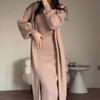 Otoño 2024 Nueva moda transfronteriza europea y americana de Amazon Vestido suéter largo de color sólido Traje elegante para mujer