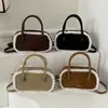 Bolso de Mano de Peluche Patchwork Elegante de Nicho con un Toque de Lujo, Bolso de Hombro Único Retro Moderno, Bolso Cruzado Casual de Gamuza
