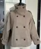 En Stock - Abrigo Corto de Lana con Cuello Alto Abotonado Estilo Commuter Europeo y Americano para Mujeres Menudas Primavera y Otoño Transfronterizo