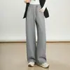 Pantalones de pierna ancha para mujer, otoño, cordón, pantalones casuales para niñas, 2026, adelgazantes, cintura alta, holgados, pierna recta, versátiles, pantalones de chándal, estilo perezoso
