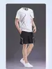 Traje deportivo para hombre para correr, de seda helada de manga corta, ropa de verano de secado rápido, ropa de baloncesto, ropa de bádminton y fitness, shorts holgados