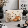 Bolsa de Maquiagem Fantasma de Halloween Linho Off-White com Zíper Bolsa de Armazenamento Bolsa de Maquiagem para Presente Personalização Suportada