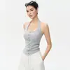 Chaleco de Yoga Halter Todo en Uno para Mujer, Nuevo Diseño Casual Abotonado, Estilo de Nicho, Impresionante Ropa de Entrenamiento Fitness Pilates