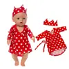 Venta Caliente en Amazon Ropa Linda para Muñecas Nuevos Pijamas con Corona Muñeca American Girl de 18 pulgadas Muñeca de Puntos Rojos