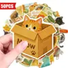 Compra directa transfronteriza de 50 lindos y creativos stickers de gatos, adorables y entretenidos stickers diarios con temática de gatos