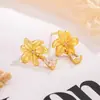 Nuevos Pendientes Vintage de Flor de Lirio y Gota de Agua en Oro Cepillado para Mujer, Pendientes Exquisitos y Versátiles