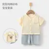 Conjunto de Gasa para Bebé, Ropa de Casa para Bebé, Conjunto de Top de Manga Corta de Doble Capa de Algodón Puro y Shorts, Ropa de Verano con Aire Acondicionado para Niños y Niñas