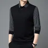 Directo del fabricante: popular polo de invierno con forro polar, un estilo de dos piezas para hombres de mediana edad, grueso y casual, con cuello alto, perfecto como capa base