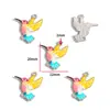 Accesorios para Joyería de Aleación con Goteo de Aceite DIY Colgante de Pájaro Gorrión Colorido Pulsera Llavero Colgante Decorativo W522