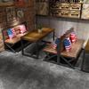 Wowo Estilo Industrial Americano Restaurante Parede Booth Sofá Ferro Retrô Bar Bar Loja de Churrasco Mesa de Bar para Refeição Combinação de Mesa e Cadeira