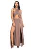 AliExpress ebay nuevo estilo Comercio exterior irregular color sólido abertura vestido plisado sexy vestido de noche