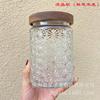 Tarro de dulces con relieve de flor de begonia vintage para el hogar, tapa de bambú, tarro de almacenamiento de bocadillos, tarro de té sellado de vidrio transparente, venta al por mayor