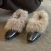 Zapatos de tacón bajo de un solo color para mujer, estilo coreano, temperamento delicado y de nicho, punta cuadrada, adelgazantes, 2026 Otoño/Invierno, nuevos, sin cordones, elegantes, de algodón con pelo