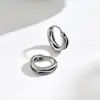 Pendientes de Aro Plateados Versátiles Minimalistas Geométricos Modernos Doble Aro Superpuestos de Alta Gama para Mujer