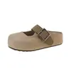Novos Sapatos Femininos de Moda Verão Mary Jane com Elevação Interna de Altura, Sapatos Estilo Birkenstock de Linho Trançado com Solado Grosso, Mules de Bico Fechado para Uso Duplo