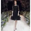 Vestido de Noche Negro Estilo Nuevo Lujo Ligero Banquete Temperamento Delgado Actuación en Escenario Modelo Anfitrión Pasarela Vestido Adelgazante