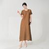 Falda de punto Miyake transfronteriza, ligera y sofisticada, de nicho, sin contraste, vestido largo elegante de talla grande, holgado, que cubre la carne, para mujer