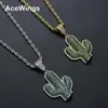 Nueva joyería de hip-hop europea y americana Collar de cactus sólido Collar de cobre con circonita completa para hombre una generación de cabello