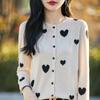 Cardigan de Lã Penteada Gola Redonda Tricotado Estilo Francês Novo Primavera 2025 Blusa Solta Versátil para Mulheres