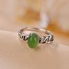 Yilu Plata S925 Plata Esterlina Chapado en Oro Jade Hetian Jaspe Tejido Hueco Torcido Distintivo Anillo Étnico Simple de Fideo de Huevo