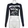 9644TD Nazada - Traje informal de dos piezas con falda corta personalizada, adelgazante, de manga larga y sexy, con estampado transfronterizo europeo y americano para mujer
