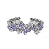 Nuevo anillo de flor de lavanda morada, un diseño único y vintage para mujer, perfecto para apilar, con un acabado de efecto goteo de esmalte y un estilo de anillo abierto