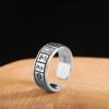 Personalidad Plata S925 Plata Esterlina para Mujer Vintage Retro Nicho Moda Diseño Mahjong Anillo Abierto Único