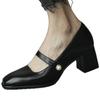 Zapatos Mary Jane de una sola capa para mujer 2022 Otoño Nuevos estilo británico retro punta cuadrada zapatos de una sola capa tacón alto hebilla de perla zapatos de mujer