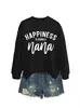 La felicidad es ser sudadera casual suelta simple para mujer de comercio exterior transfronterizo de la lista de deseos de Amazon en stock