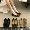 Zapatos de mujer de estilo coreano, punta redonda, corte bajo, colección nueva 2026, modernos, que realzan la altura, con moño, diseño sin cordones, cómodos y versátiles, zapatos pequeños de cuero