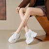 Primavera Nuevos Zapatos Blancos de Cuero Genuino con Aumento de Altura de 12 cm Zapatos de Plataforma de Fondo Grueso para Mujer Zapatos de Tacón Alto Pequeño Deportivos