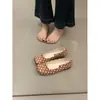 Zapatos Mary Jane Planos de Lunares Blanco y Negro Estilo Francés Retro para Mujer, Zapatos Versátiles de Corte Bajo para Personas Bajitas