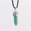 Collar Colgante de Columna Hexagonal de Cristal Popular Transfronterizo Prisma Hexagonal de Moda Europea y Americana Cabeza de Bala Piedra Luminosa N759